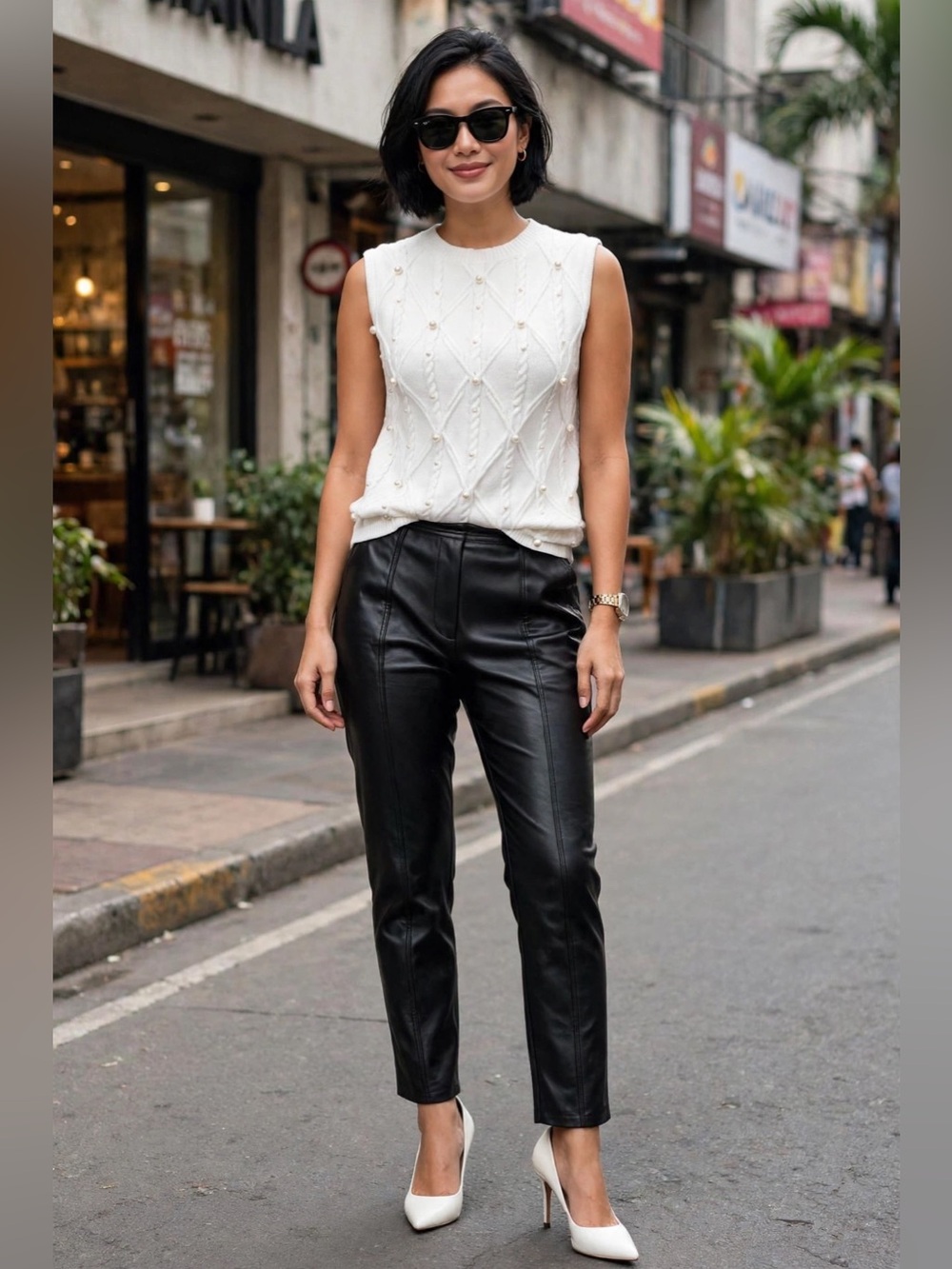 White Pearl Knit Sweater Vest - S (4 -6)